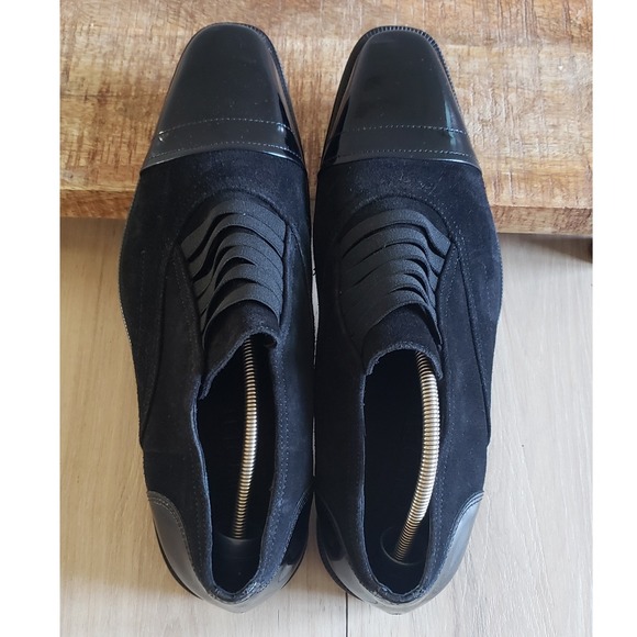 Girotti Oxford Shoes Mens 47 US13 Black Suede Patent Leather 6434 - Picture 2 of 5